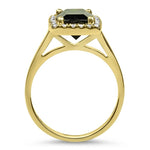 Springer's Collection Ring 18K Yellow Gold Elongated Cushion Cut Tourmaline and Diamond Halo Ring 6.25