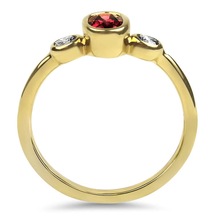 Springer's Collection Ring 18K Yellow Gold Pink Tourmaline and Diamond Bezel Ring 6.25