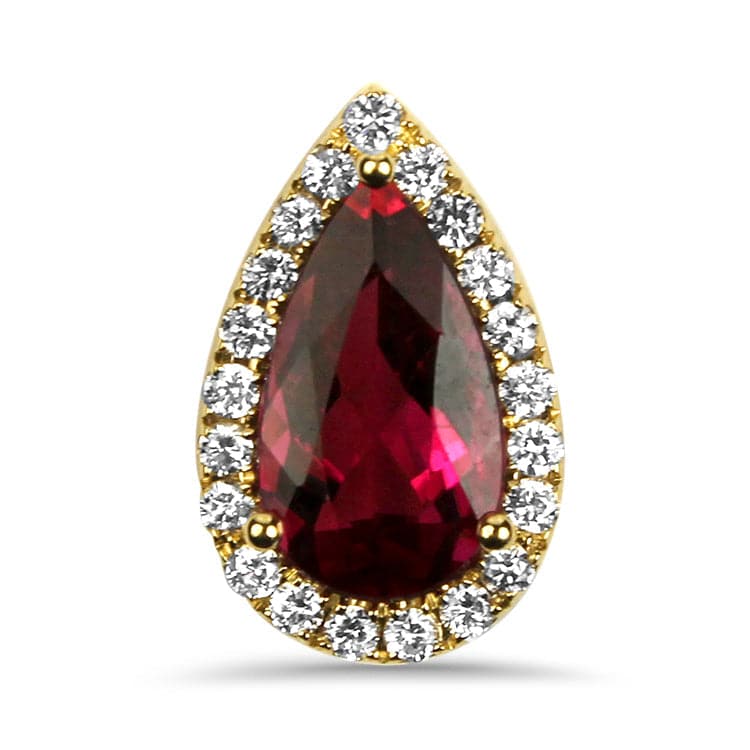 Springer's Collection Necklaces and Pendants 18k Yellow Gold Pink Tourmaline and Diamond Halo Slide Pendant