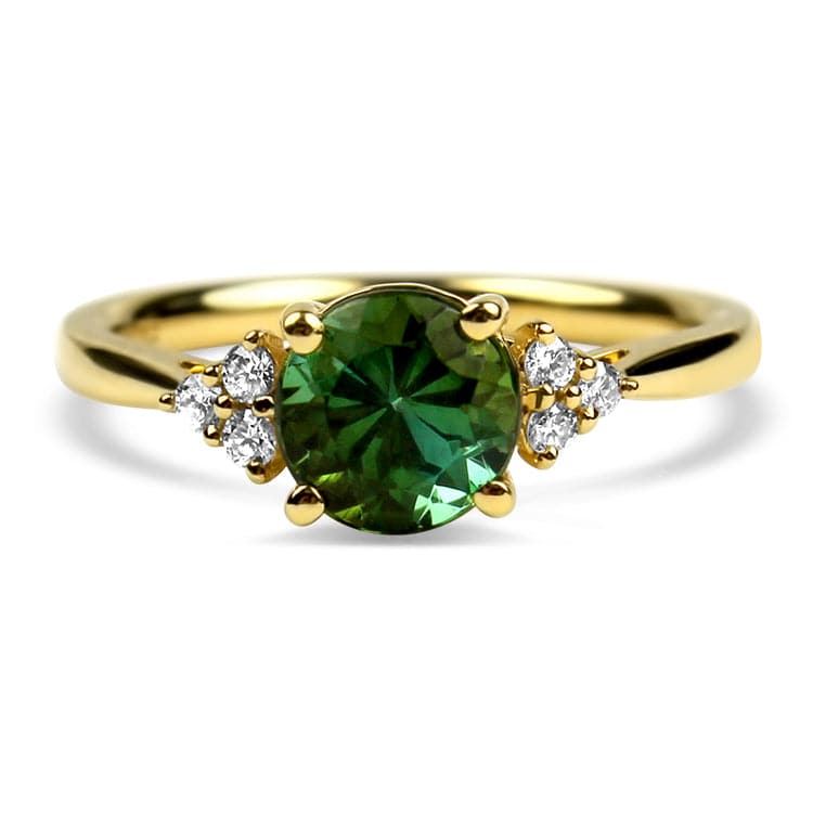 Springer's Collection Ring 18k Yellow Gold Tourmaline and Diamond Seven Stone Ring 6.25