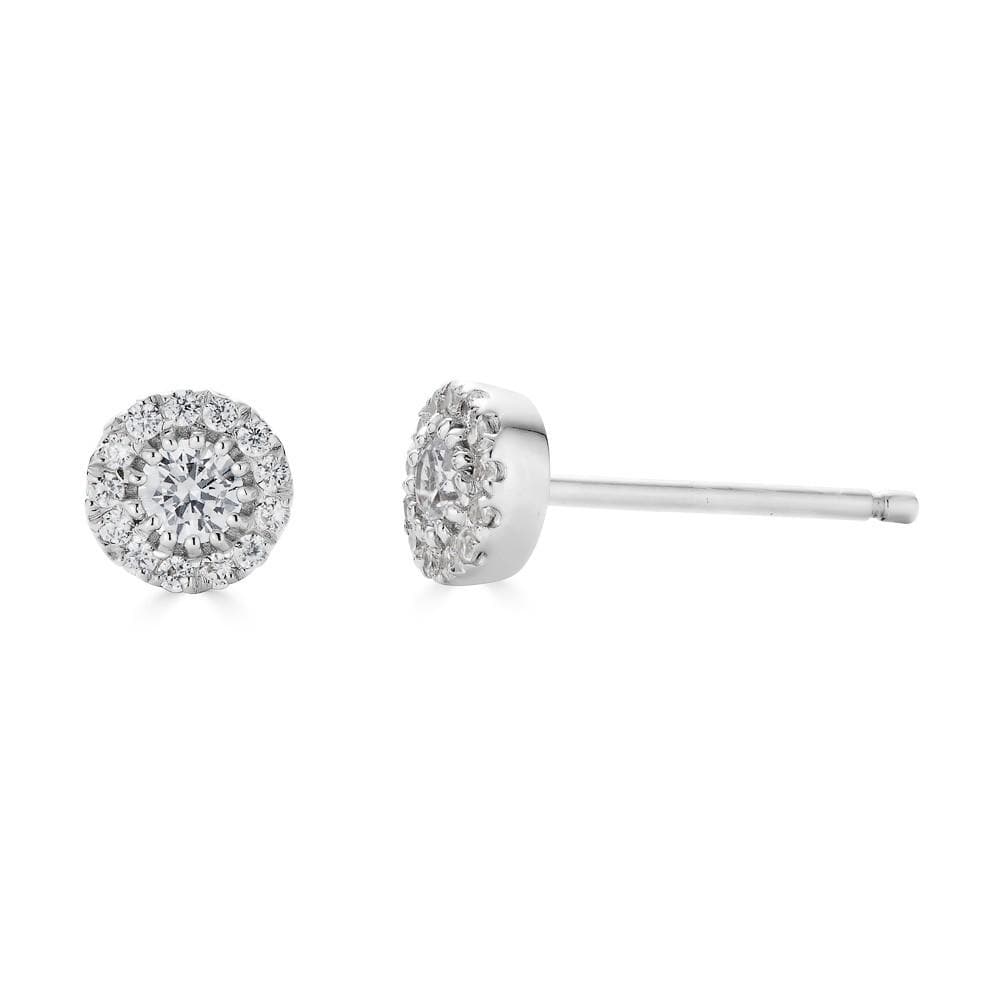 Springer's Collection Earring .25ctw Diamond Halo Stud Earrings - White Gold