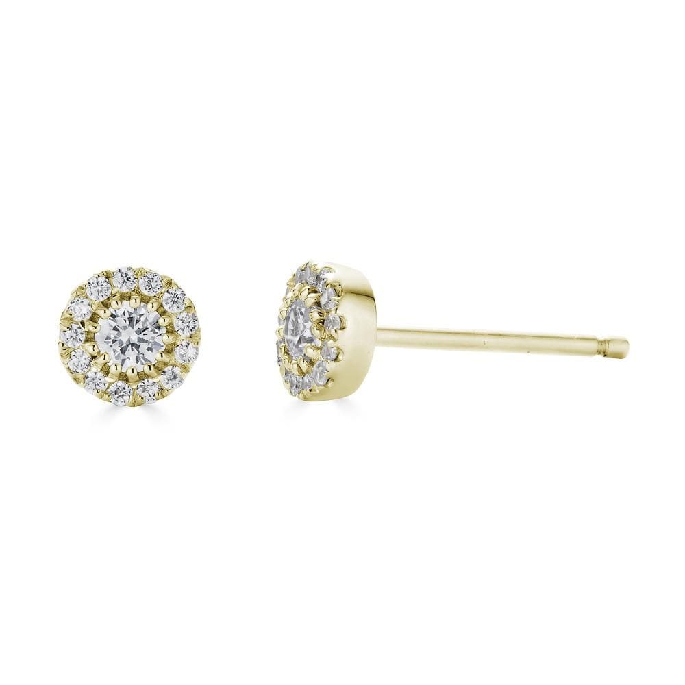 Springer's Collection Earring .25ctw Diamond Halo Stud Earrings - Yellow Gold