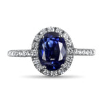 Springer's Collection Ring Ceylon Oval Sapphire & Diamond Halo Ring 6.25