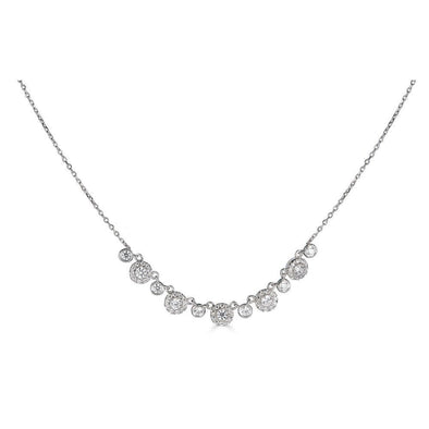 Springer's Collection Necklaces and Pendants Diamond Halo Station Double Chain Necklace - White Gold