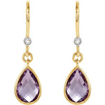 Springer's Collection Earring Pear-Shaped Amethyst & Diamond Dangle Earrings
