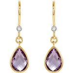 Springer's Collection Earring Pear-Shaped Amethyst & Diamond Dangle Earrings