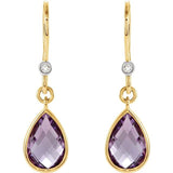 Springer's Collection Earring Pear-Shaped Amethyst & Diamond Dangle Earrings