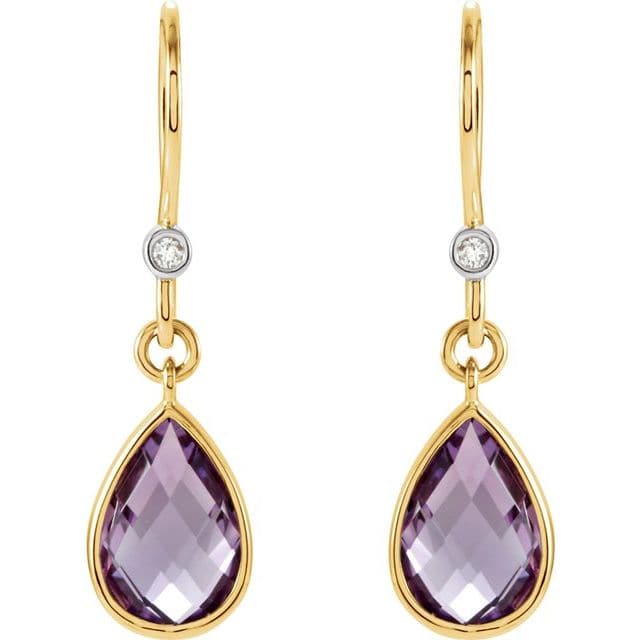 Springer's Collection Earring Pear-Shaped Amethyst & Diamond Dangle Earrings