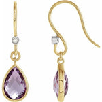 Springer's Collection Earring Pear-Shaped Amethyst & Diamond Dangle Earrings
