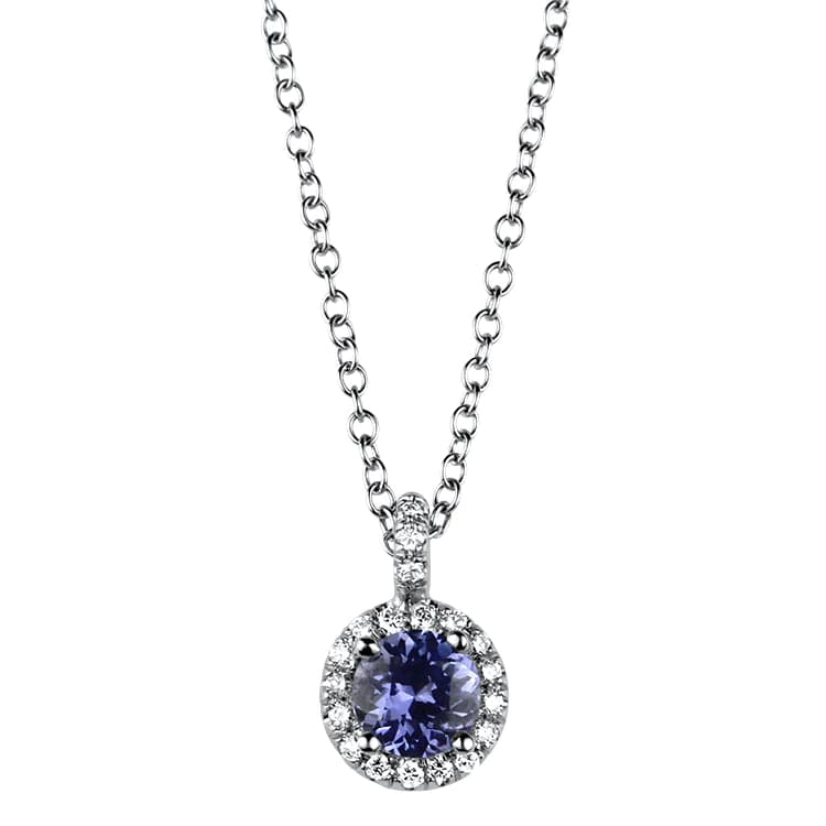 Springer's Collection Necklaces and Pendants Platinum and 18k White Gold Purple Sapphire and Diamond Necklace