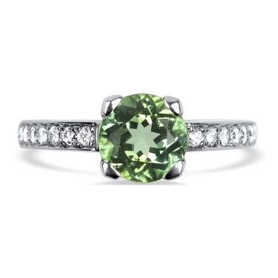 Springer's Collection Ring Platinum Green Tourmaline and Diamond Ring 6.5