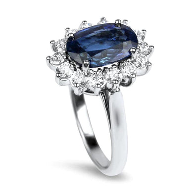 Springer's Collection Ring Platinum Oval Sapphire & Diamond Ring 6.0