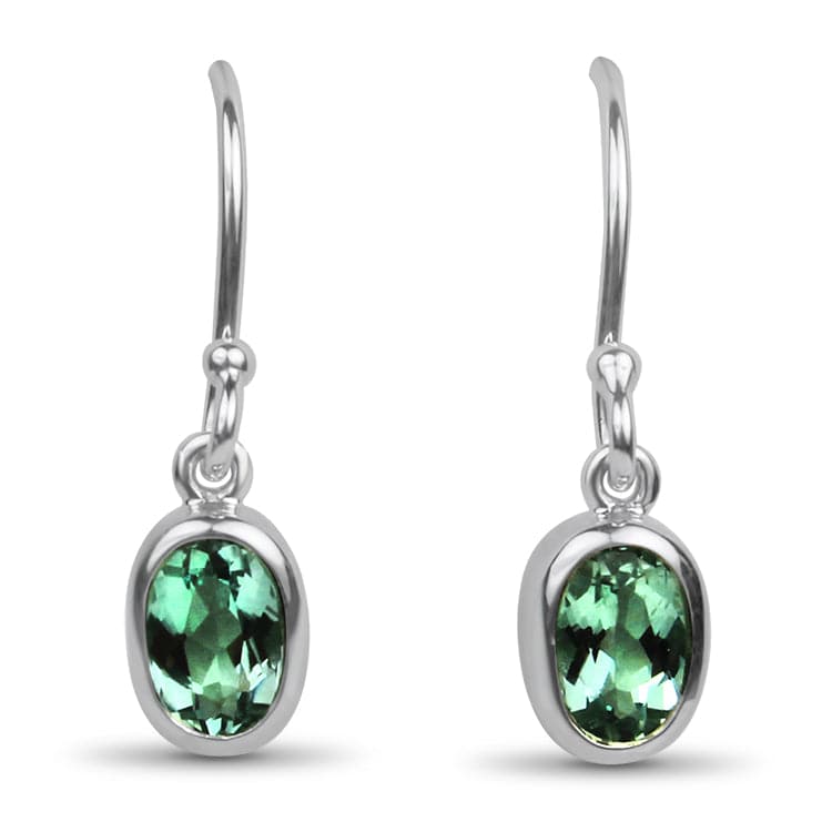 Springer's Collection Earring Sterling Silver Blue Tourmaline Dangle Earrings