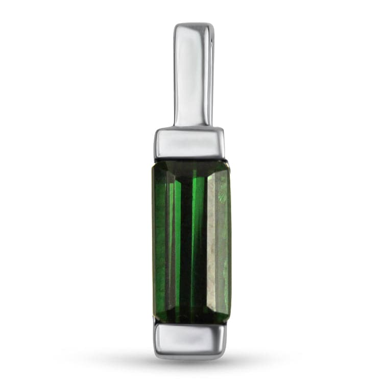 Springer's Collection Necklaces and Pendants Sterling Silver Green Tourmaline Baguette Pendant