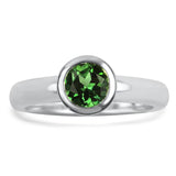 Springer's Collection Ring Sterling Silver Round Green Tourmaline Bezel Ring 6.50