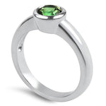 Springer's Collection Ring Sterling Silver Round Green Tourmaline Bezel Ring 6.50