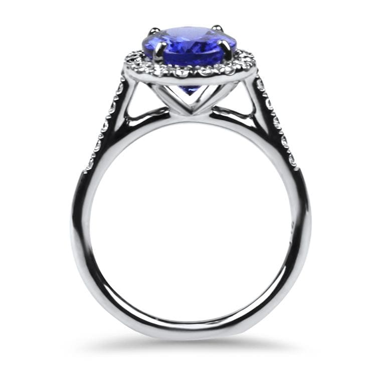 Springer's Collection Ring White Gold 2.86cts Oval Tanzanite Halo Ring 6.5