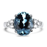 Springer's Collection Ring White Gold 3.98cts Oval Aquamarine Ring 6.5