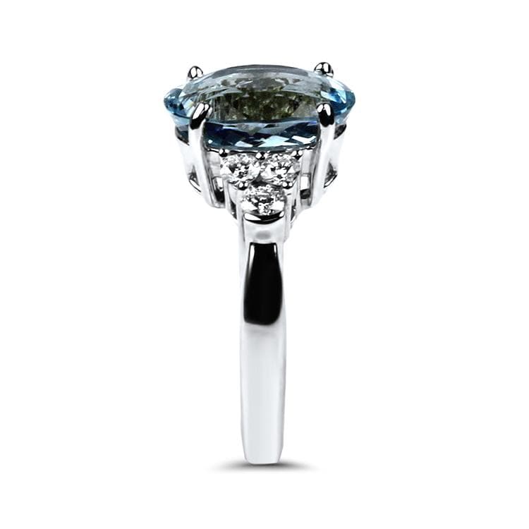 Springer's Collection Ring White Gold 3.98cts Oval Aquamarine Ring 6.5