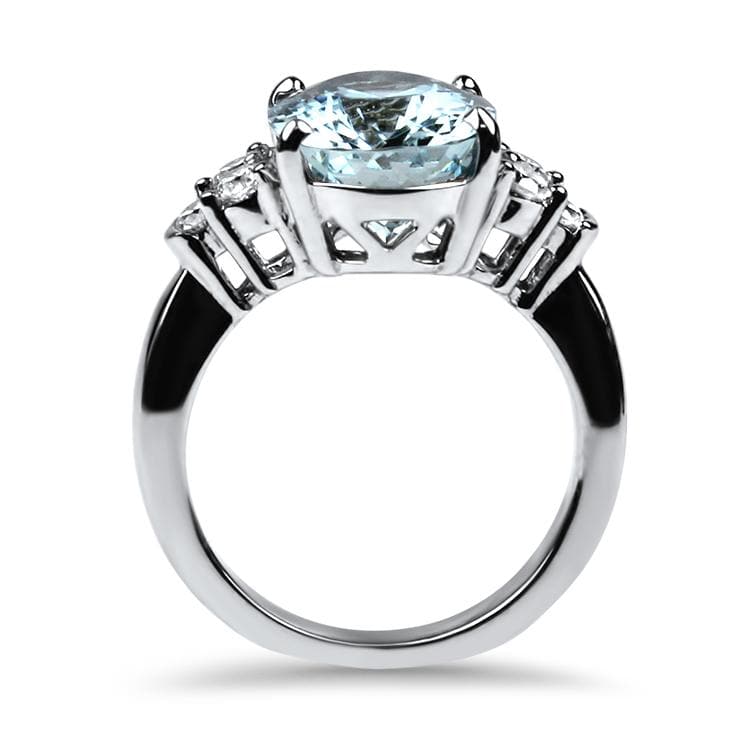 Springer's Collection Ring White Gold 3.98cts Oval Aquamarine Ring 6.5