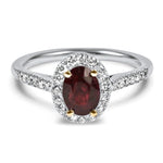 Springer's Collection Ring White Gold Oval Ruby and Diamond Halo Ring 6.5