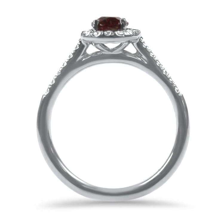 Springer's Collection Ring White Gold Oval Ruby and Diamond Halo Ring 6.5