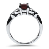 Springer's Collection Ring White Gold Oval Ruby and Diamond Leaf Ring 6.5