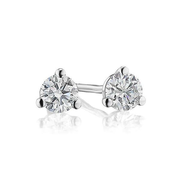 Springer's Collection Earring White Gold Premier Three-Prong Martini Diamond Stud Earrings
