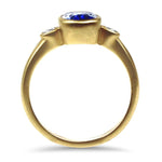 Springer's Collection Ring Yellow Gold Blue Sapphire and Diamond Bezel Ring 6.5