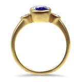 Springer's Collection Ring Yellow Gold Blue Sapphire and Diamond Bezel Ring 6.5