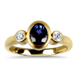 Springer's Collection Ring Yellow Gold Purple Sapphire and Diamond Bezel Ring 6.5