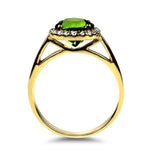 Springer's Collection Ring Yellow Gold Round Green Tourmaline Halo Ring 6.25