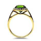 Springer's Collection Ring Yellow Gold Round Green Tourmaline Halo Ring 6.25