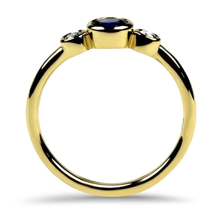 Springer's Collection Ring Yellow Gold Sapphire and Diamond Bezel Ring 6.25