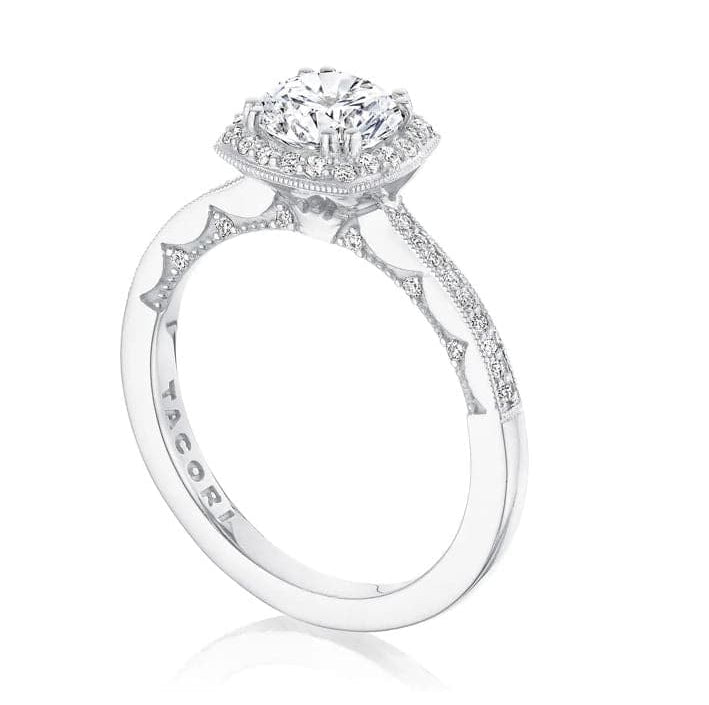 Tacori Engagement Engagement Ring 14 White Gold Round With Cushion Halo Engagement Setting 7.5MM / 6.5