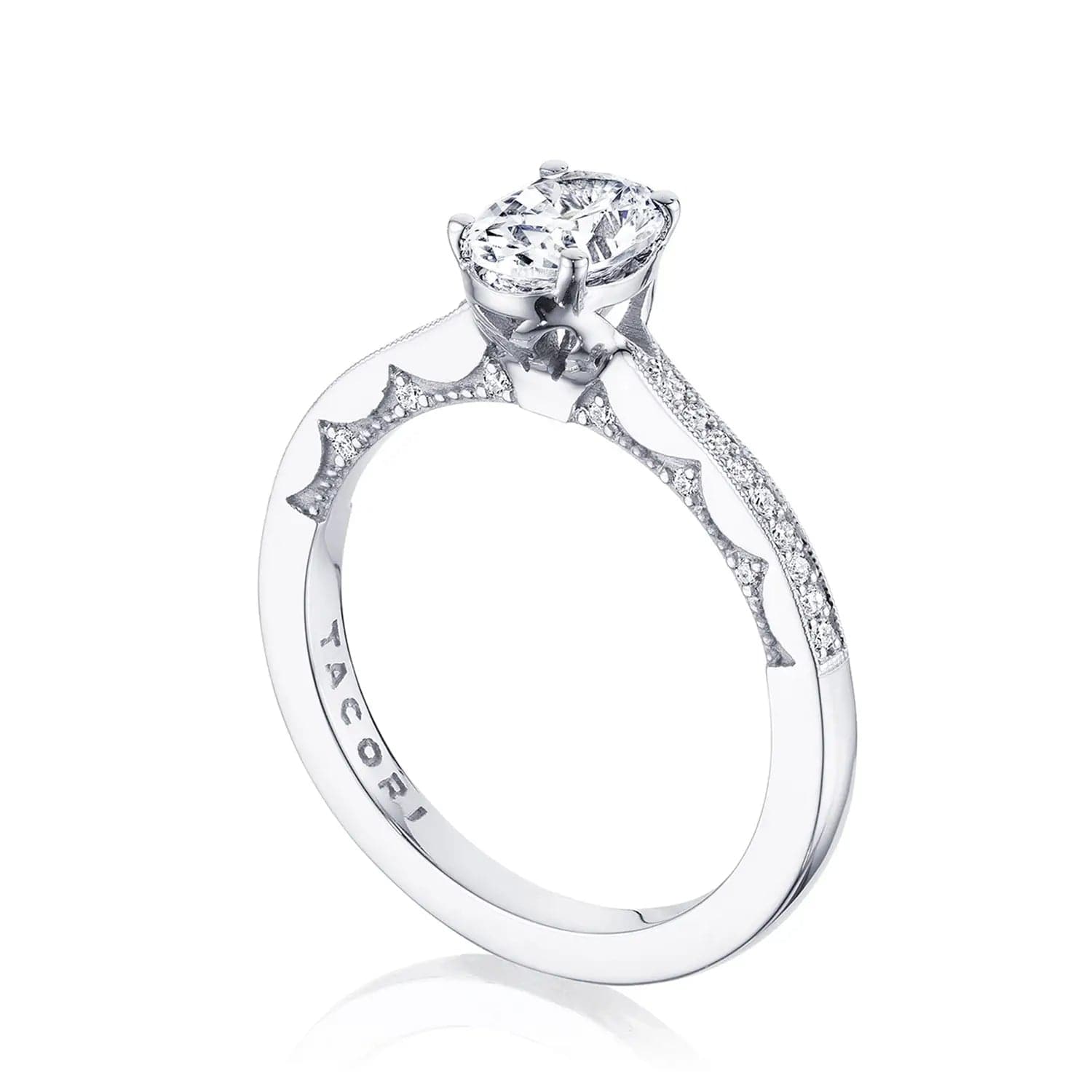 Tacori Engagement Engagement Ring 14k White Gold Oval Solitaire Coastal Crescent Engagement Setting 8x6mm / 6.5