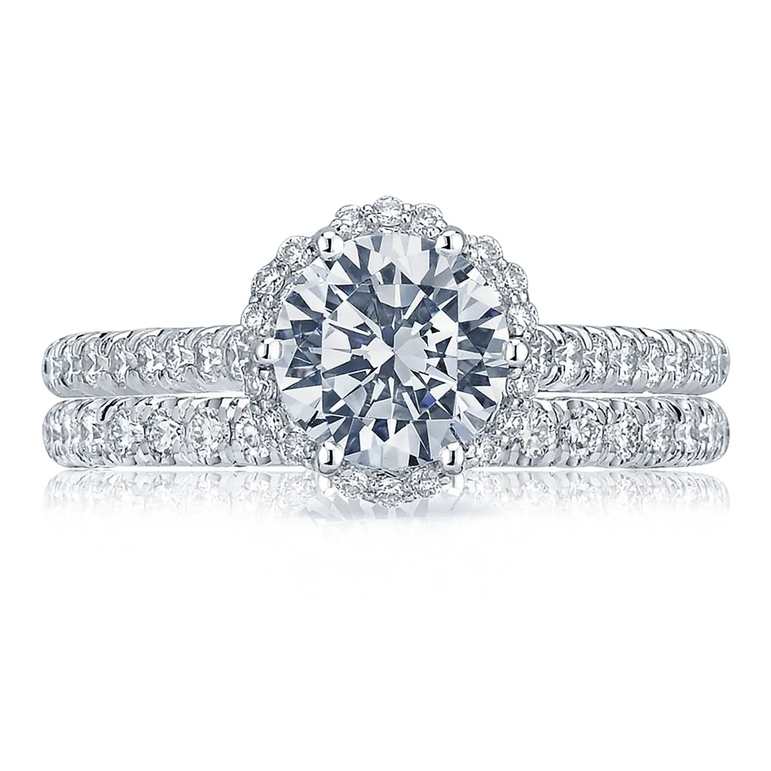 Tacori Engagement Engagement Ring 18k White Gold Round Bloom Halo Engagement Setting 8.0mm / 6.5