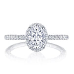 Tacori Engagement Engagement Ring Platinum Petite Crescent Oval Halo Engagement Setting 7.5mm x 5.5mm / 6.5