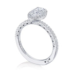 Tacori Engagement Engagement Ring Platinum Petite Crescent Oval Halo Engagement Setting 7.5mm x 5.5mm / 6.5