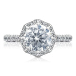 Tacori Engagement Engagement Ring Platinum Petite Crescent Round Bloom Engagement Ring Mounting 7.5mm / 6.5