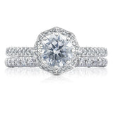 Tacori Engagement Engagement Ring Platinum Petite Crescent Round Bloom Engagement Ring Mounting 7.5mm / 6.5
