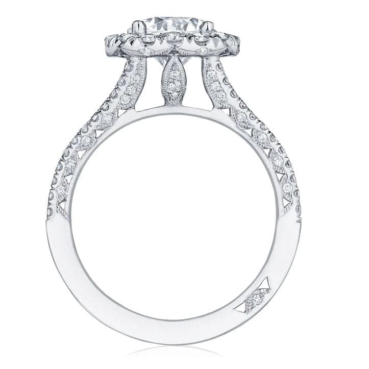 Tacori Engagement Engagement Ring Platinum Petite Crescent Round with Cushion Halo Engagement Ring Mounting 6.5mm / 6.5