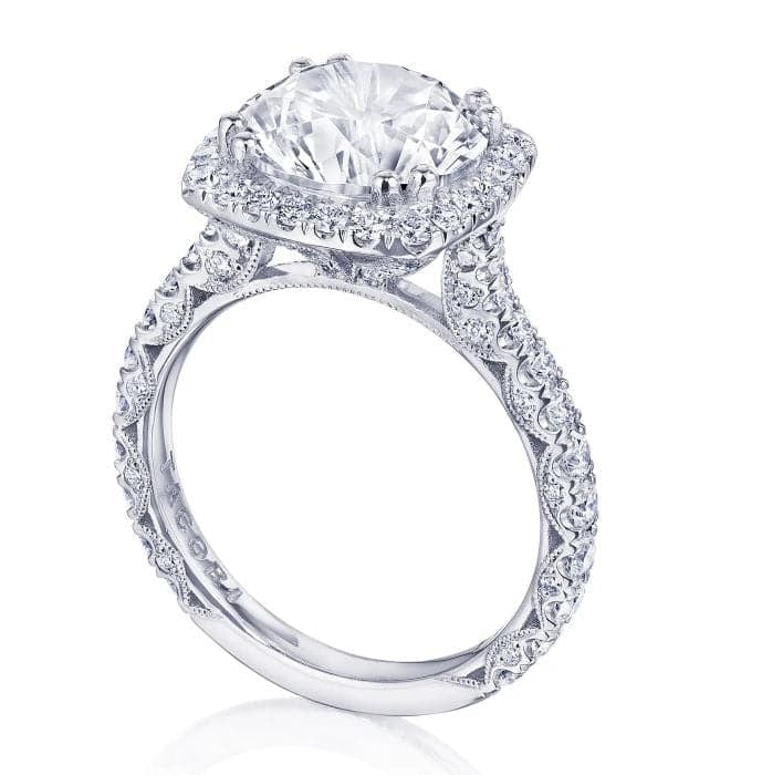 Tacori Engagement Engagement Ring Platinum Round with Cushion Halo Engagement Setting 8.0mm / 6.5