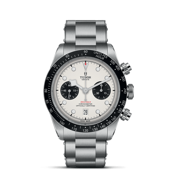 TUDOR Black Bay Chrono 41mm Case, White Opaline Dial, Steel 