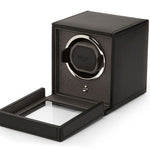 WOLF Designs Watch Winder Single Cub Watch Winder with Cover - Black