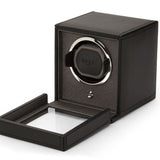 WOLF Designs Watch Winder Single Cub Watch Winder with Cover - Black