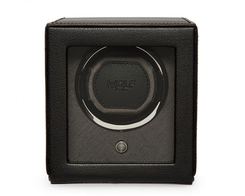 WOLF Designs Watch Winder Single Cub Watch Winder with Cover - Black