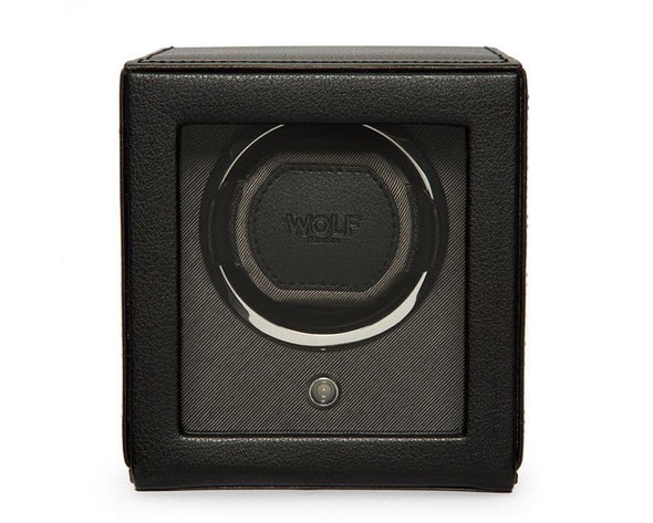 WOLF Designs Watch Winder Single Cub Watch Winder with Cover - Black