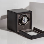 WOLF Designs Watch Winder Single Cub Watch Winder with Cover - Black