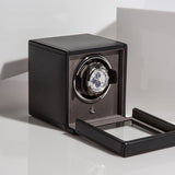 WOLF Designs Watch Winder Single Cub Watch Winder with Cover - Black